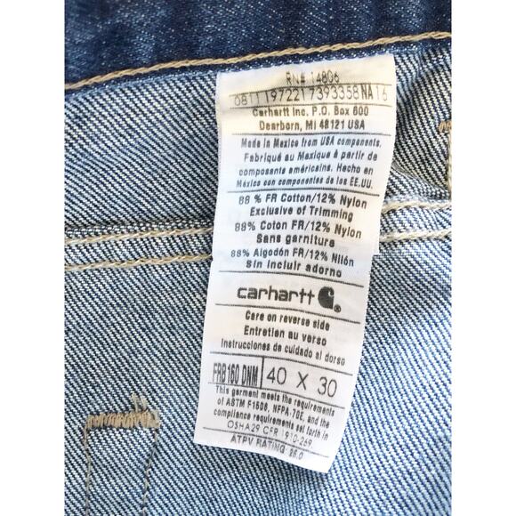 Carhartt Jeans 40 X 30 Flame Resistant 3 HRC Blue Jeans - Picture 6 of 7
